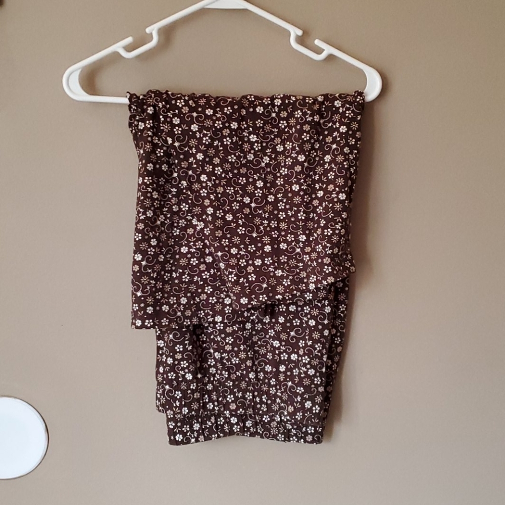 26W/28W Brown Lightweight Floral Pants